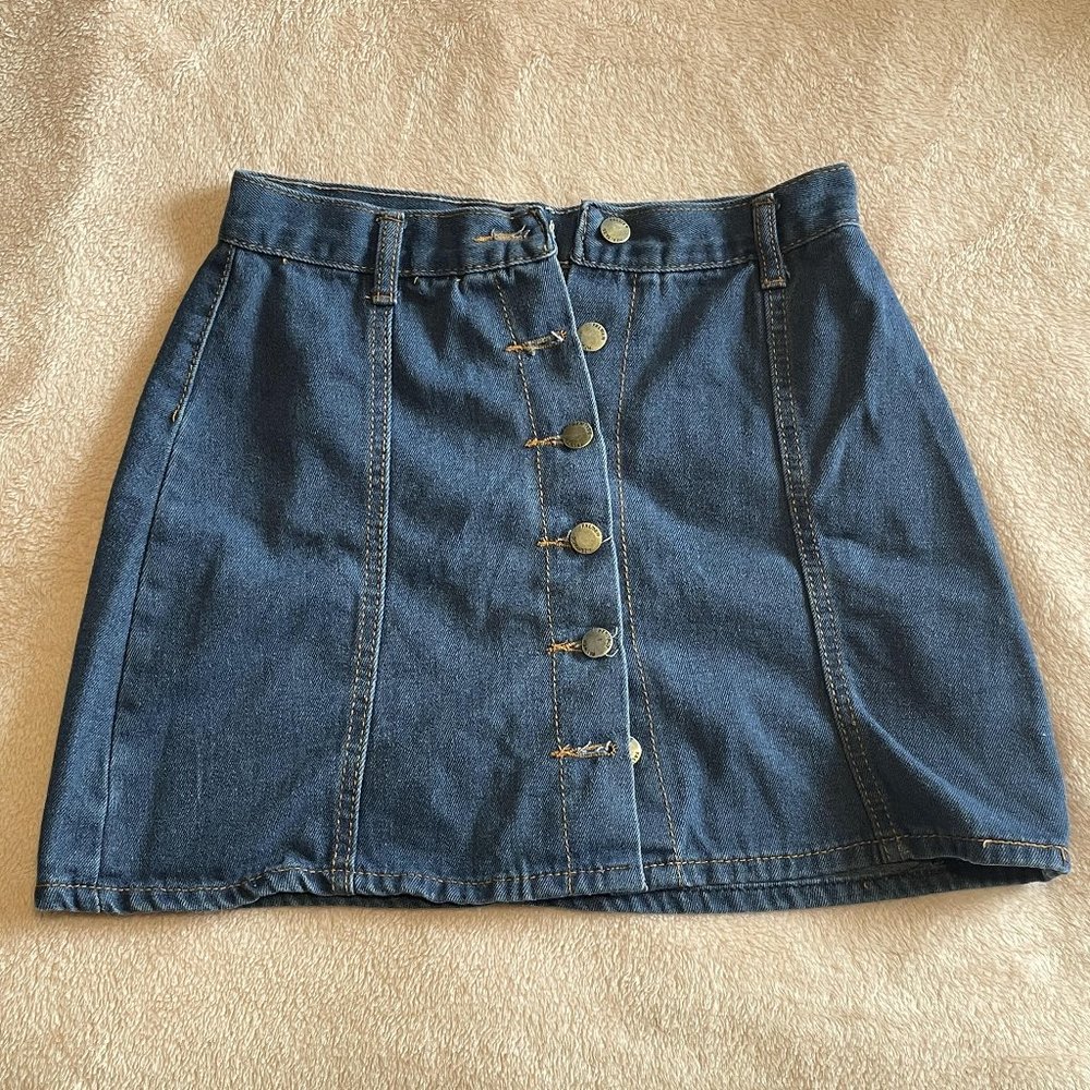 Blue Button up Jean Skirt